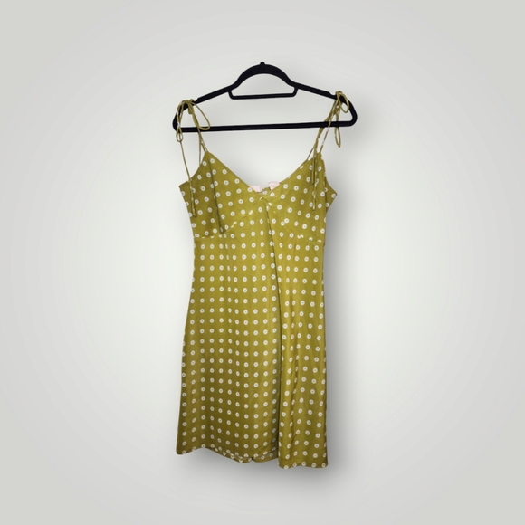 Levi's Women's Sz S Dress Green Floral Tie Spaghetti Strap Short - Picture 1 of 16
